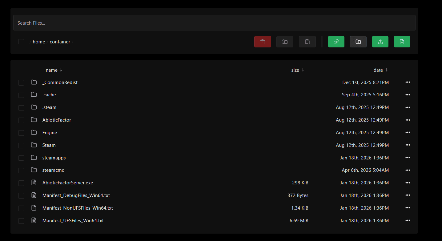 File Manager showing server structure