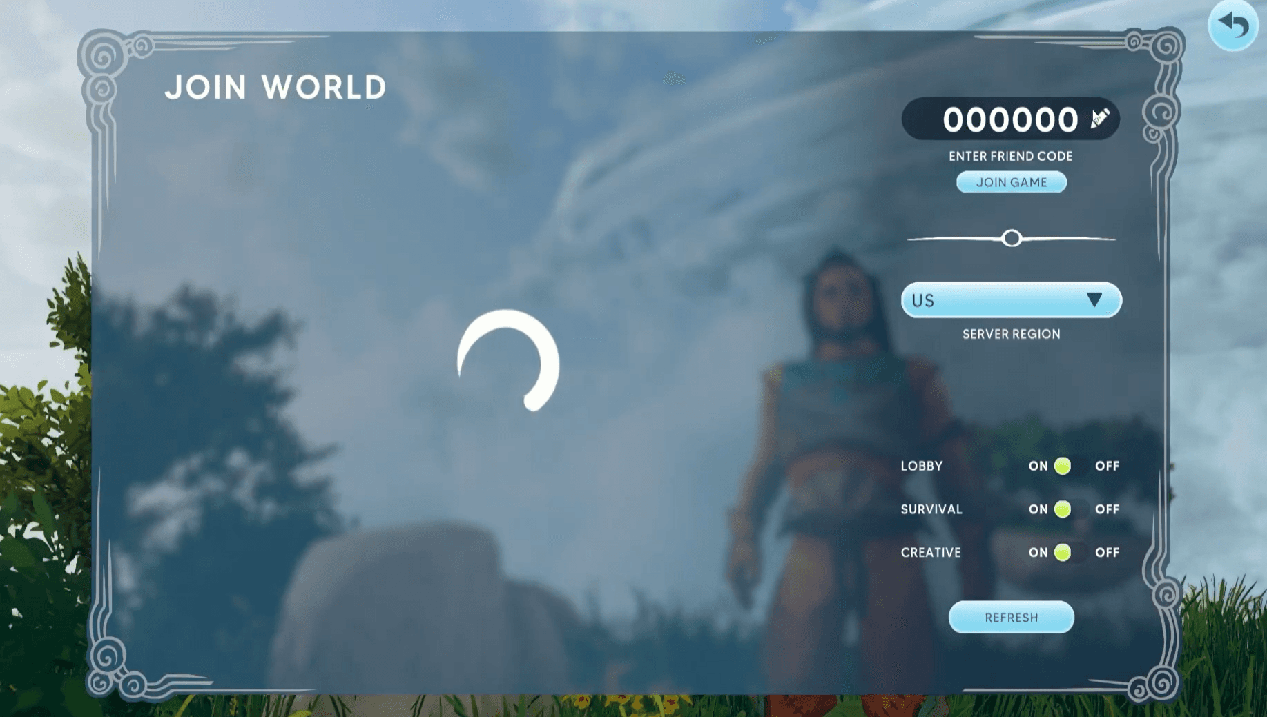 Join World with friend code entry