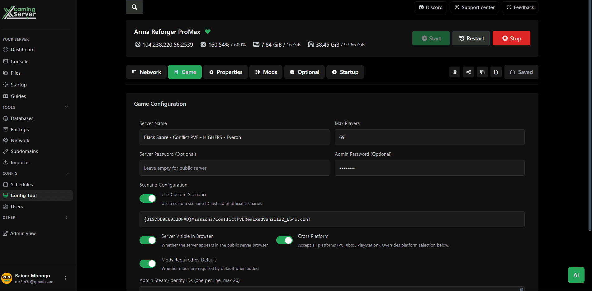 Config Editor Game tab