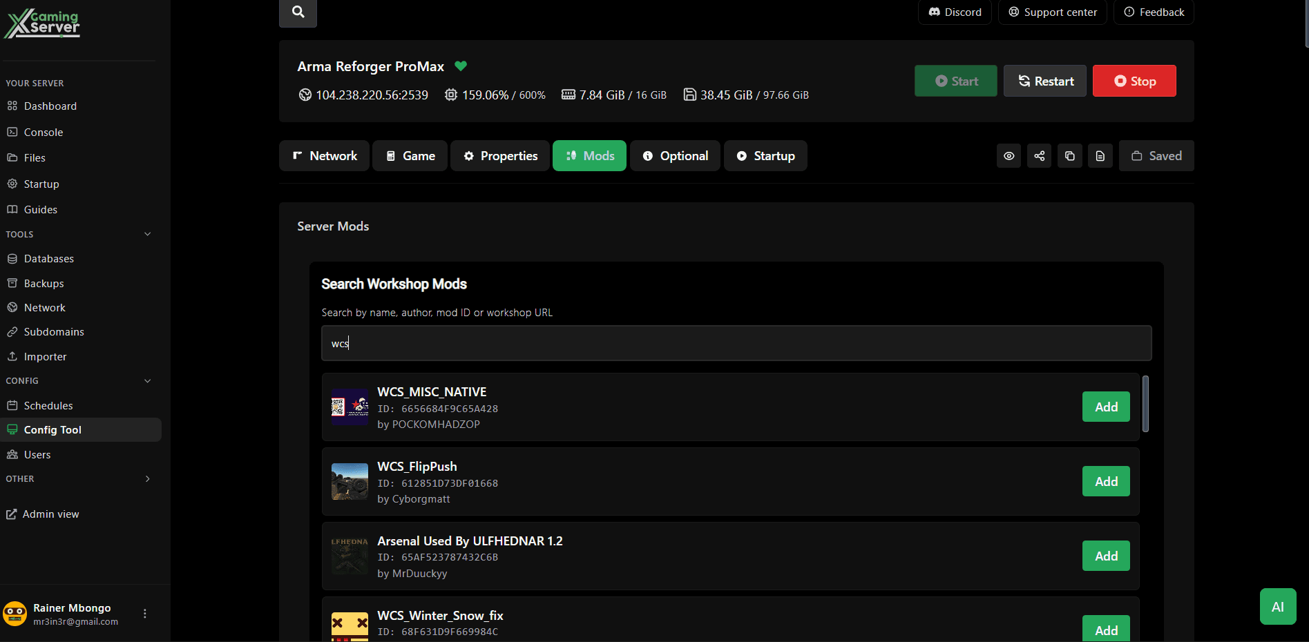 Config Editor Mods tab