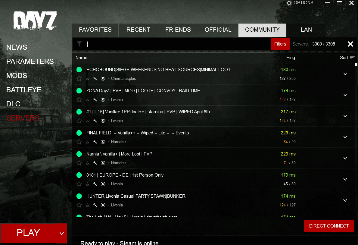 Community browser not showing the server