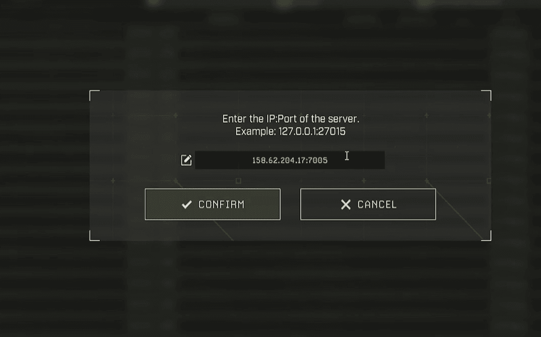 Direct Connect IP dialog