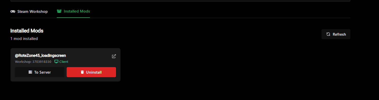 Installed mod with Client badge