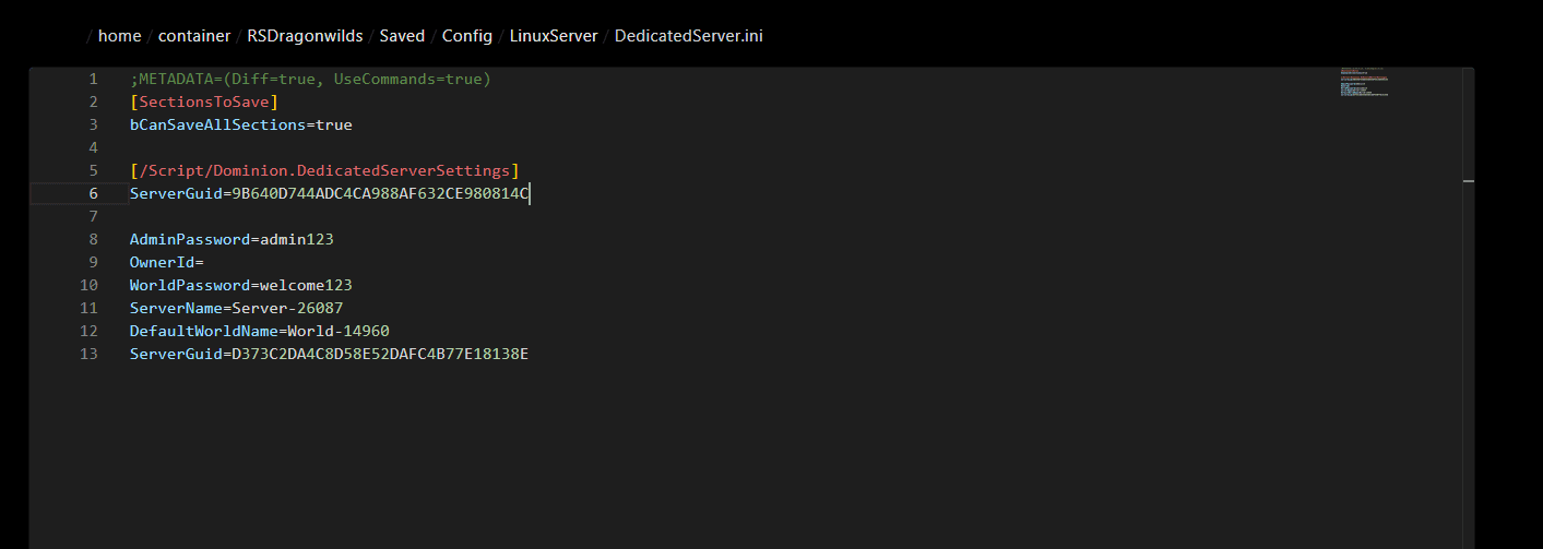 DedicatedServer.ini in the editor