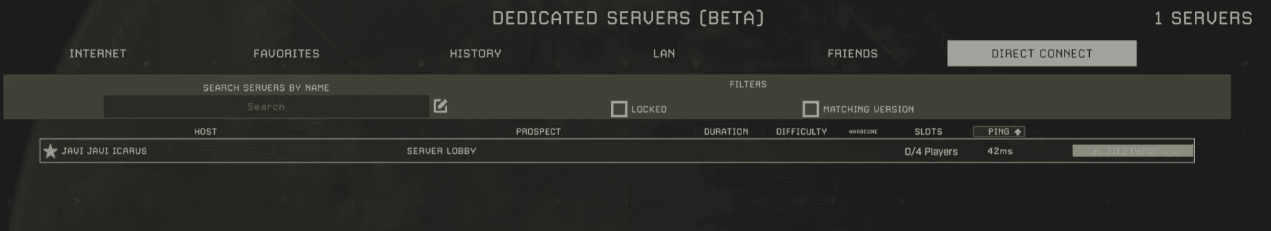 Server appearing in dedicated servers list