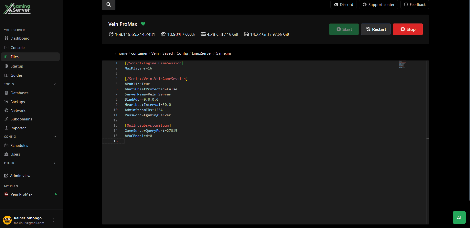 Game.ini open in the editor