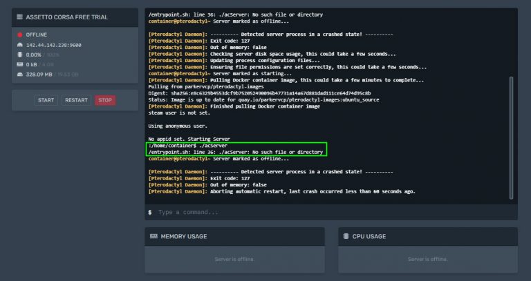 asseto-corsa-server-instial-fail