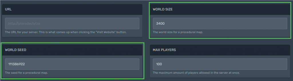 world seed and world size