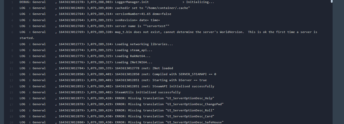 Project Zomboid Server logs