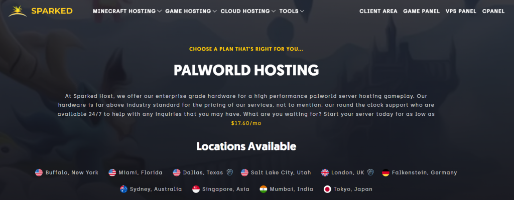 Sparked host Palworld Server hosting