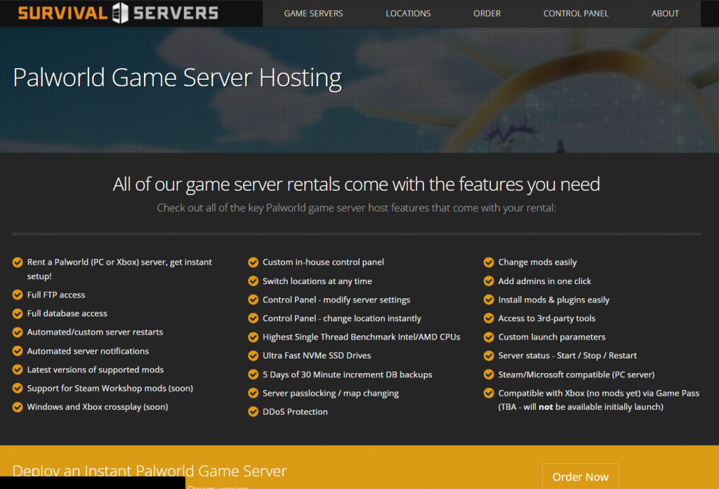 Survivalservers Palworld Server hosting