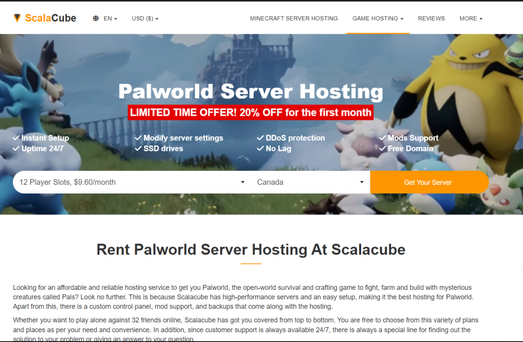 Scalacube Palworld Server hosting