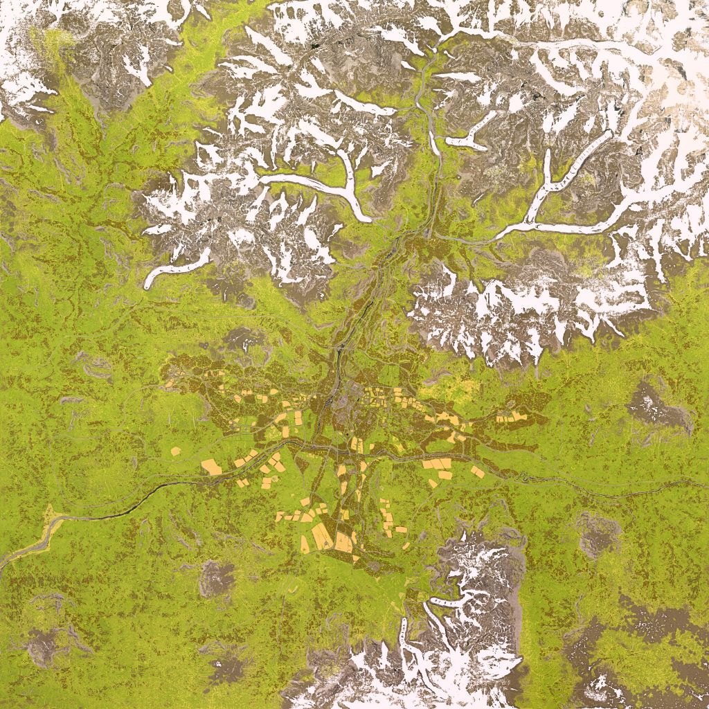 WARDOGS Bakurani map overview showing snowy northern mountains, central hill town and southern farmland